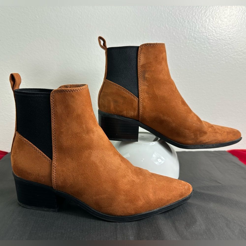 A New Day Gwen Women’s Cognac Brown Faux Suede Ankle Boots Comfort Heel, Sz 7 - Picture 5 of 13